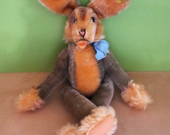 Steiff Rabbit Lulac 18&quot; T , w/ IDs ,1960s , 5x Jointed Bunny Doll  German Art and Collectibles Toy Hasen Gift  Ex Condition Mothers Day Gift
