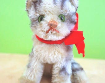 ヴィンテージ シュタイフ スージーキャット、1950年代製、首が動く子猫