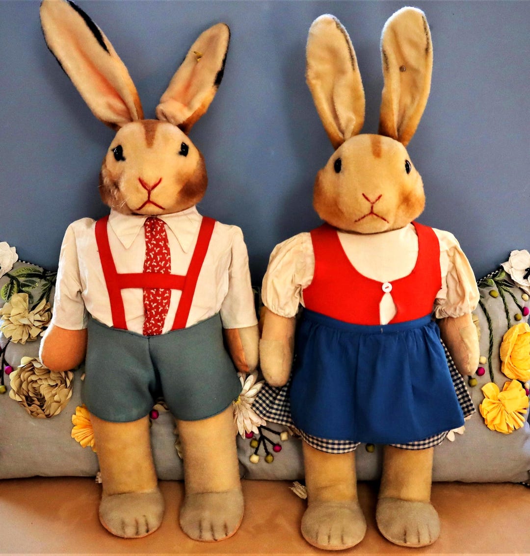 Large Steiff Rabbit Steiff Hansili Rabbit Dolls Pair – 1949 US Zone, Large Display Models ...