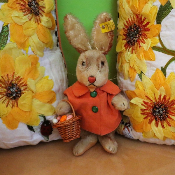 Rare Steiff Rabbit Niki w/ IDs, German Toy Antique Doll Art and Collectibles 1960s , 5x jointed. VGC