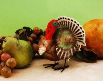 Steiff Kalkoen Tucky, Thanksgiving, Kerstvogelgevogelte, ALL ID&#39;s Art & Collectibles Vakantiedecor 1952-61 n/mint, ZELDZAAM!