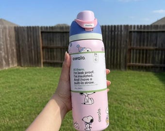 Custom Snoopy Inspired Owala FreeSip 32oz • Professional Handmade Print Water Bottle • Unique Gift for Peanuts Fans • Quality Custom Art
