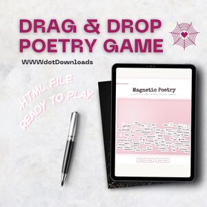 Pink Coquette Drag and Drop Poetry Game | HTML Website Template (Digital Download)