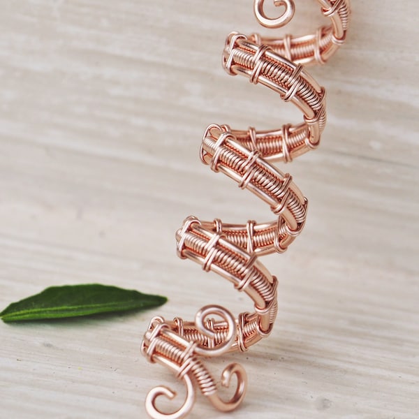 Rose gold Hair Spiral twister Wire wrapped Dread bead Viking Rasta accessories dreadlock cuffs loc jewelry