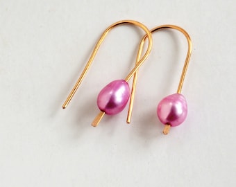 Freshwater pink pearl earrings, Wedding earrings, Bridal jewellery, Anniversary gift for her, Gift for women