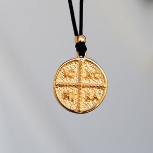 Cross pendant for women and men, Greek Byzantine Christian Orthodox cross necklace charm, Gift for her or him image 2