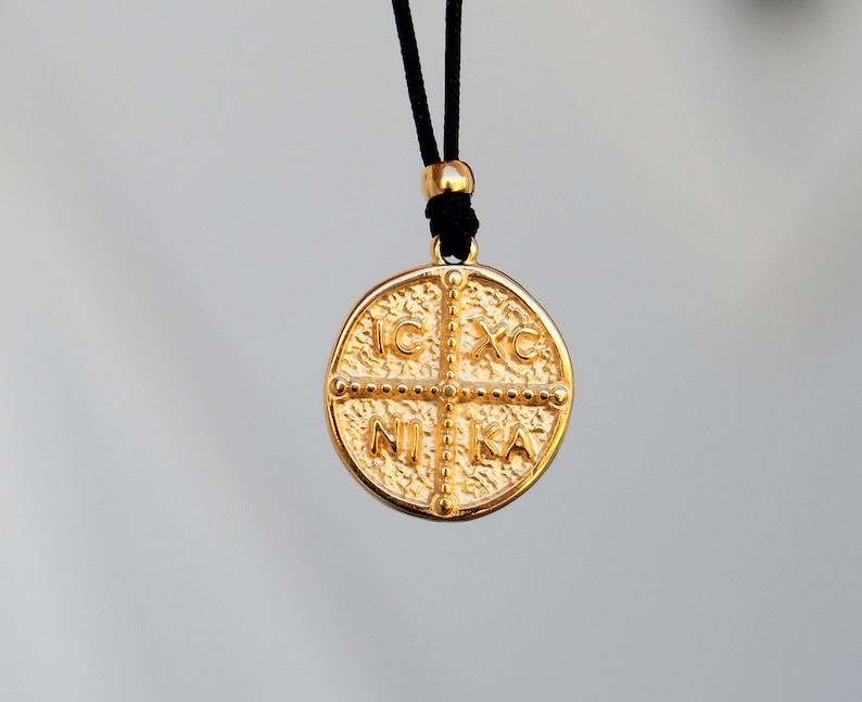 Cross pendant for women and men, Greek Byzantine Christian Orthodox cross necklace charm, Gift for her or him image 2