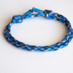 Minimalist Adjustable Simple Blue Nautical Rope Paracord Bracelet for men and women, Waterproof image 1