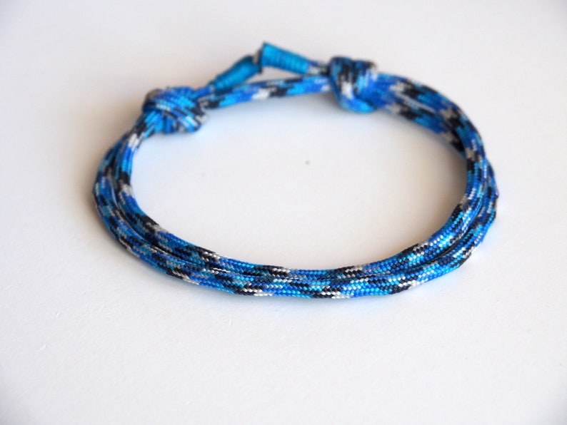 Minimalist Adjustable Simple Blue Nautical Rope Paracord Bracelet for men and women, Waterproof image 1