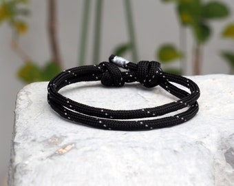 Black paracord bracelet, Adjustable hiking bracelets, Nautical Rope Bracelets for men