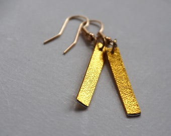 Gold tone bar earrings, Line earrings, Geometrical jewelry
