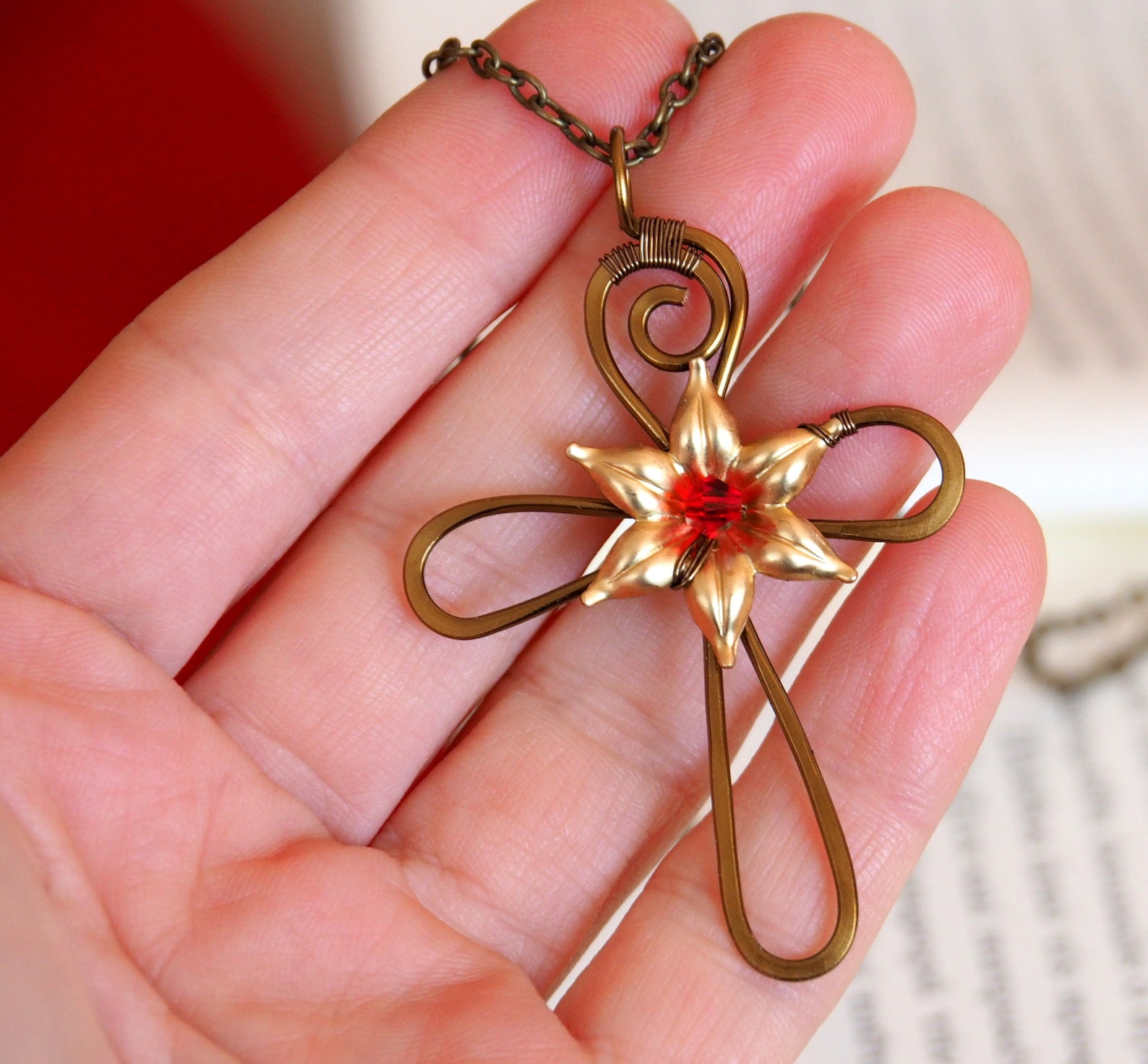 Greek Orthodox Cross Pendant Wire Wrapped Jewelry Christian Etsy