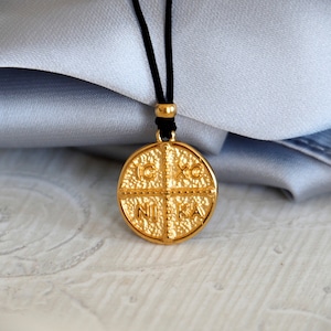 Cross pendant for women and men, Greek Byzantine Christian Orthodox cross necklace charm, Gift for her or him image 1