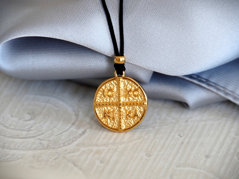 Cross pendant for women and men, Greek Byzantine Christian Orthodox cross necklace charm, Gift for her or him image 1
