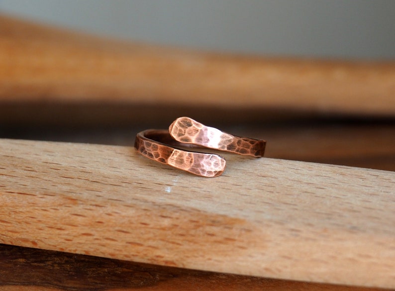 Copper ring, Arthritis Copper Ring for women, solid copper Jewelry, Wrap Ring, Pure Copper Ring, Open stackable ring image 3