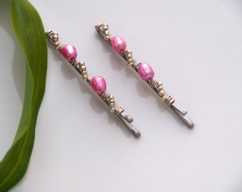 Pink Pearl Bobby Pins, Pearl Hair Pins, Pink Pearl Hair Clips, Graduation Gift, Gift for girls