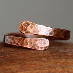 Copper ring, Arthritis Copper Ring for women, solid copper Jewelry, Wrap Ring, Pure Copper Ring, Open stackable ring image 1