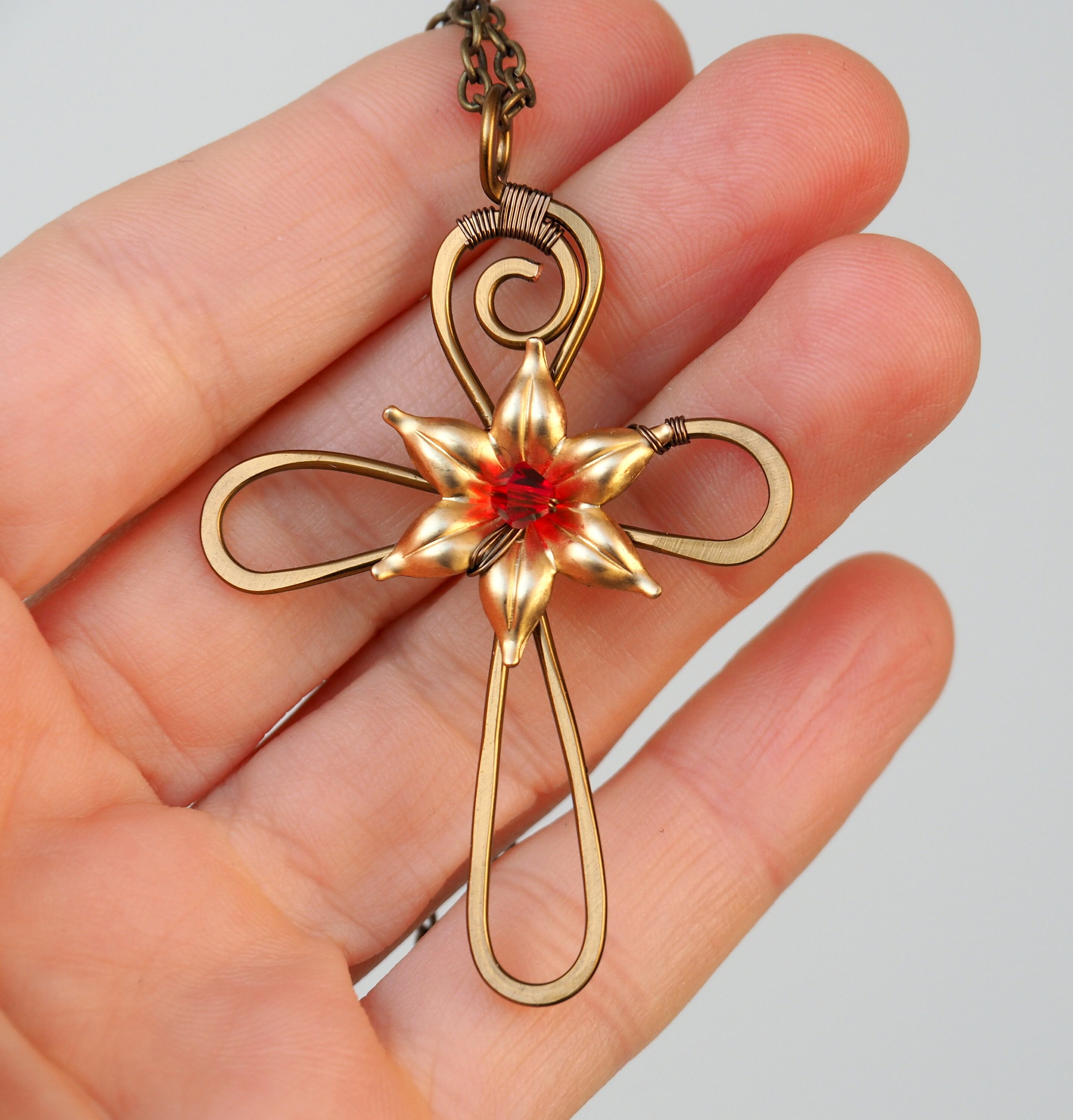 Greek Orthodox Cross Pendant Wire Wrapped Jewelry Christian Etsy