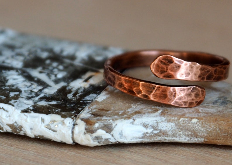 Copper ring, Arthritis Copper Ring for women, solid copper Jewelry, Wrap Ring, Pure Copper Ring, Open stackable ring image 2