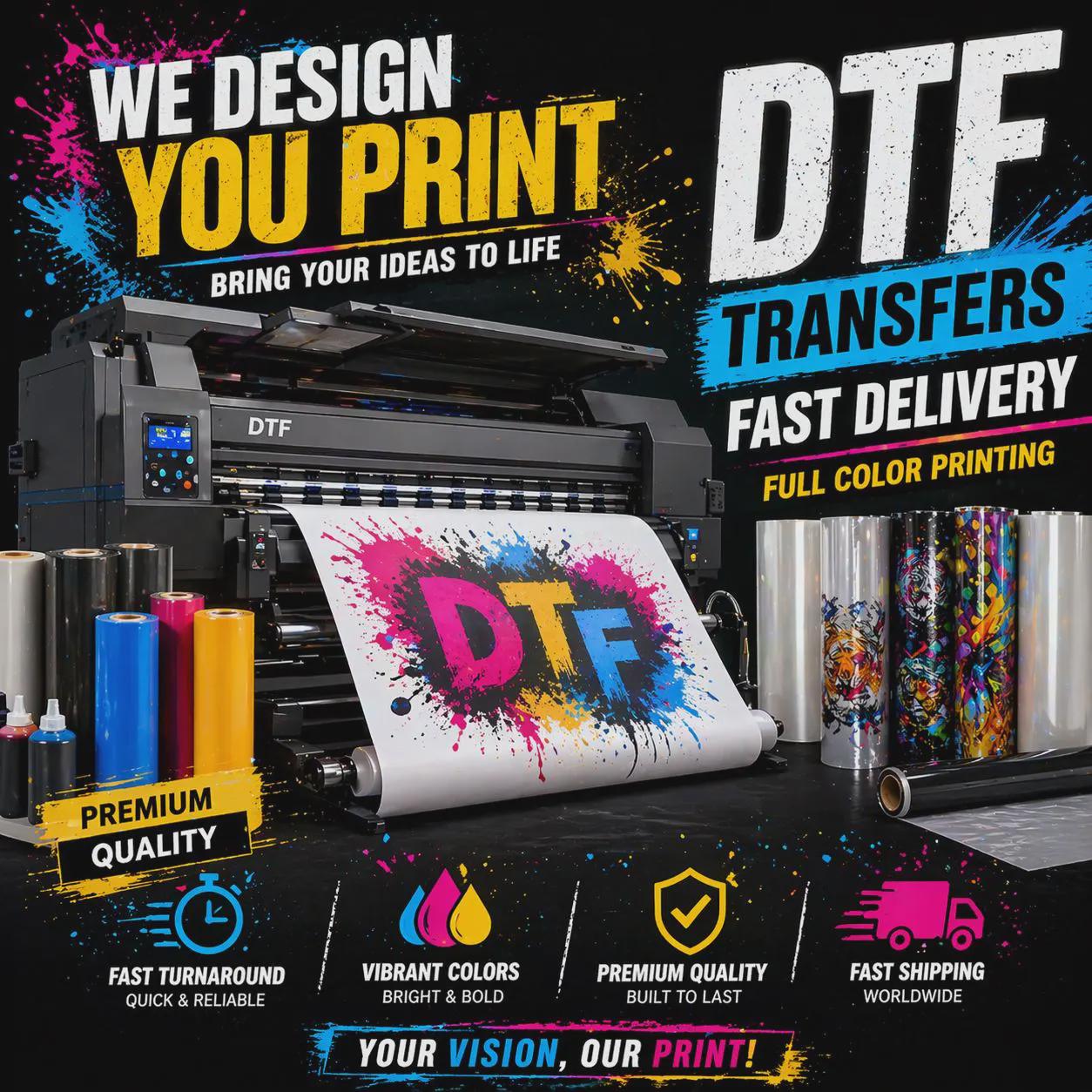 Dft Full Color Transfer Example Custom DTF Transfers Ready to Press, Full Color DTF Print, Custom Gang ...
