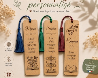 Marcapáginas de madera personalizado con nombre | Marcapáginas grabado personalizado | Regalo para lectores | Regalo para amantes de los libros