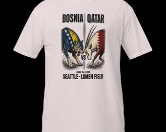 Bosnia vs Qatar Seattle 2026 FIFA World Cup Tee | Vintage Soccer Shirt | Host City Graphic Tee | PNW Football Apparel