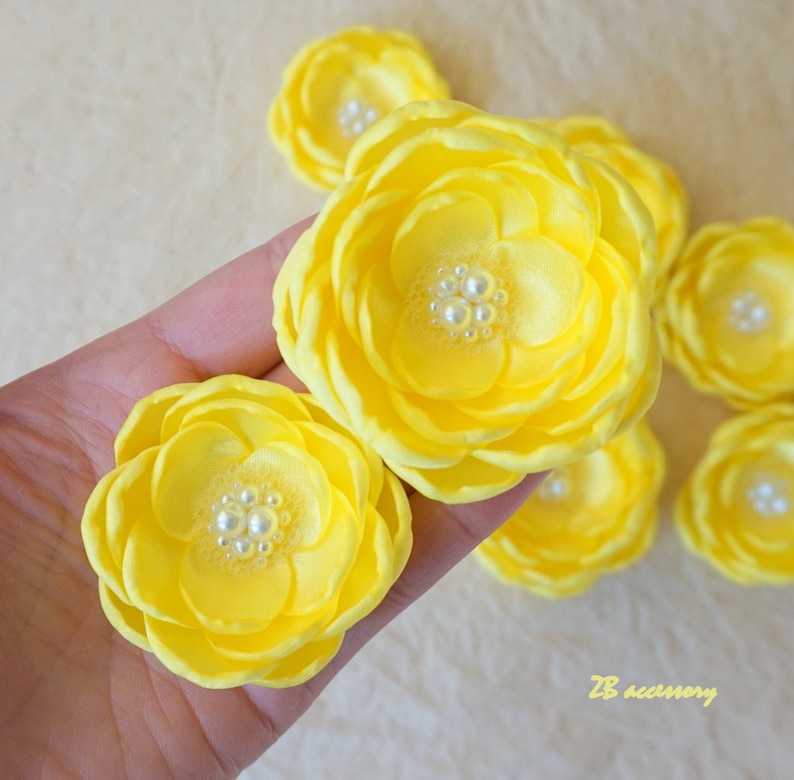 Yellow silk flowers with pearls bumblebee yellow hair flower Etsy