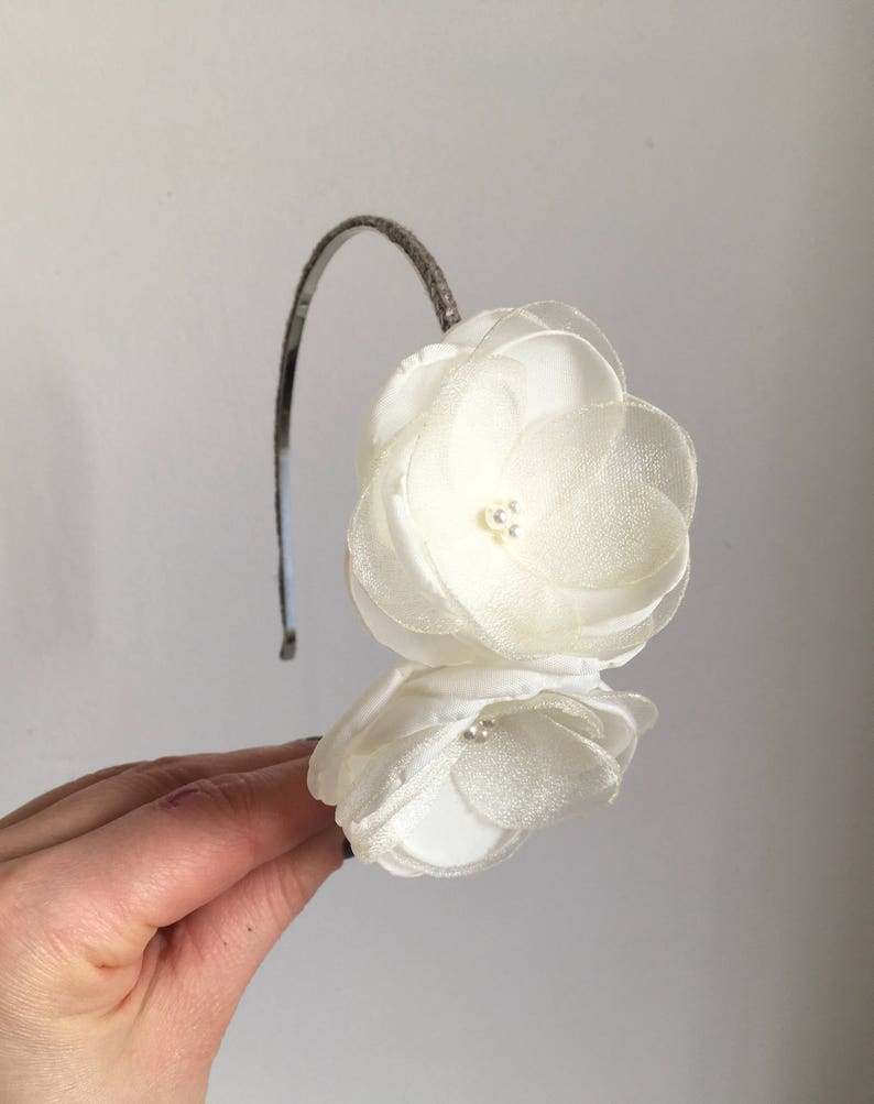Ivory headband flower girl headbands Wedding hair accessories bridesmaid headpiece handmade fabric flower prom accessory bridal hairpi