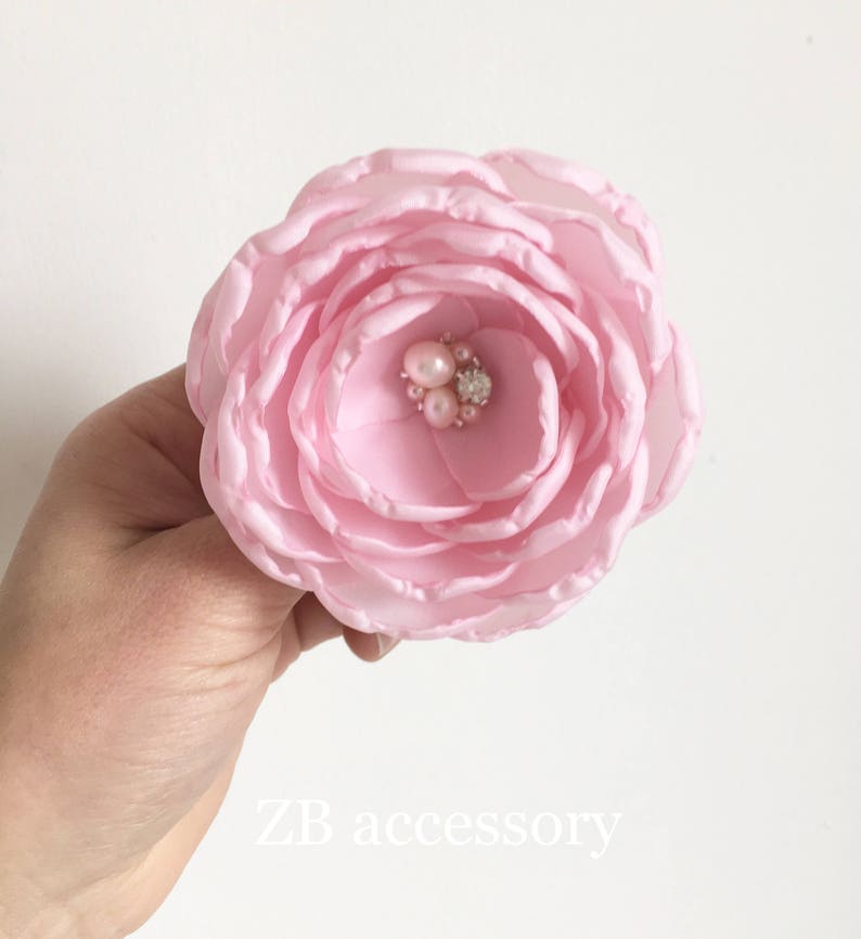 Baby Pink Hair Flower Clip Baby Pink Brooch Handmade Etsy