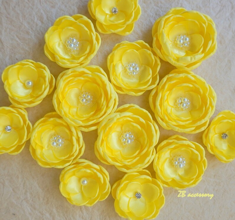 Yellow silk flowers with pearls bumblebee yellow hair flower Etsy