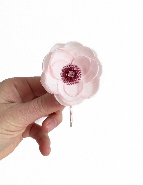 Fleur De Cheveux De Mariée Bordeaux Rose Pâle Pince à Cheveux Demoiselle Dhonneur Clips Pour Chaussures Mariée Rose Petites Fleurs à La Main
