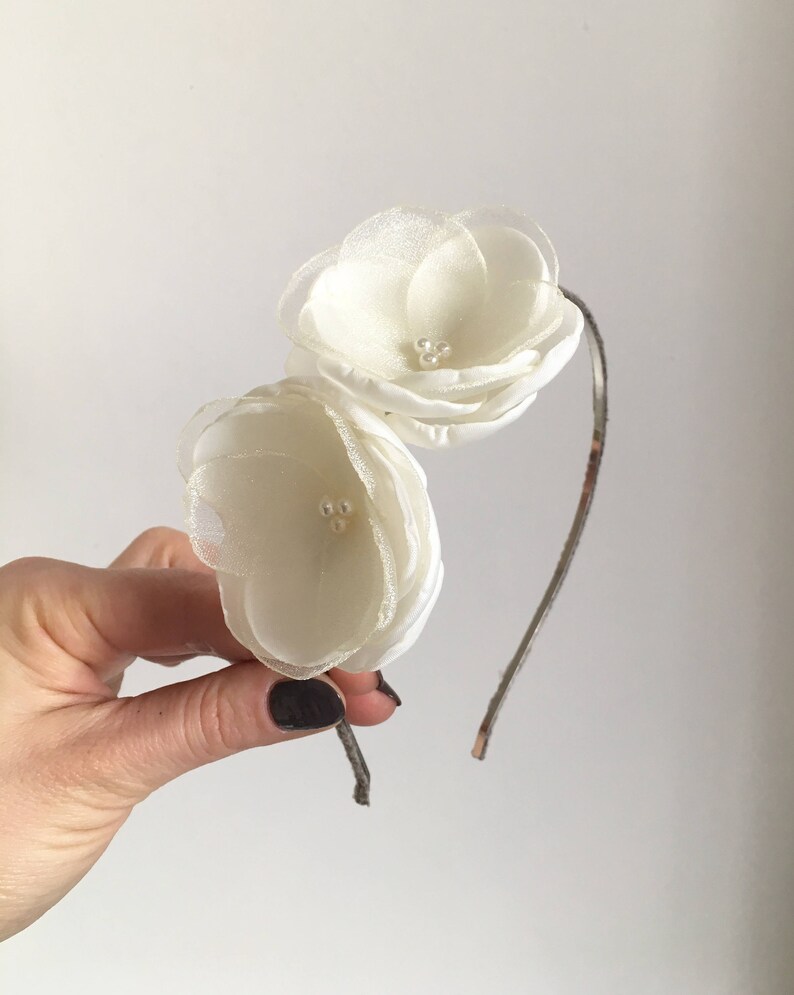Ivory headband flower girl headbands Wedding hair accessories bridesmaid headpiece handmade fabric flower prom accessory bridal hairpi