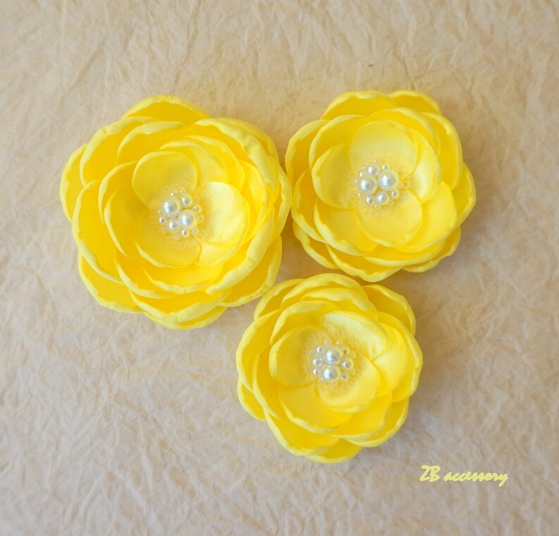 Yellow silk flowers with pearls bumblebee yellow hair flower Etsy