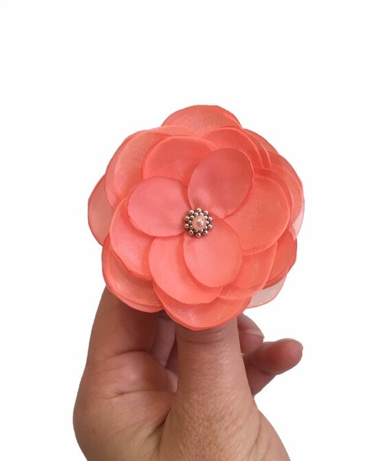 C Red Small Fabric Flowers Hair Pins Clips Grips Shoe Fabric Flowers Hair Pins Clips Grips