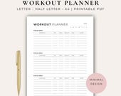 Workout Planner Printable | Fitness Tracker PDF| Gym Workout Log | Weekly Exercise Planner | Minimalist Fitness Planner