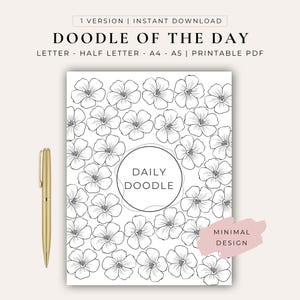 Cherry Blossom Doodle of the Day - Printable Journal Page - Daily Doodle - Digital Planner Page - Drawing Journal