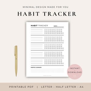 Habit Tracker Printable | Minimalist Habit Tracker | Daily Habit Tracker | Planner Insert | Digital Download