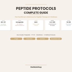 Guía de protocolos de péptidos / Bpc-157 Semaglutida Tirzepatida Nad+ Tb-500 Cjc-1295 IV Bienestar / Referencia de spa médico Pdf / Descarga digital
