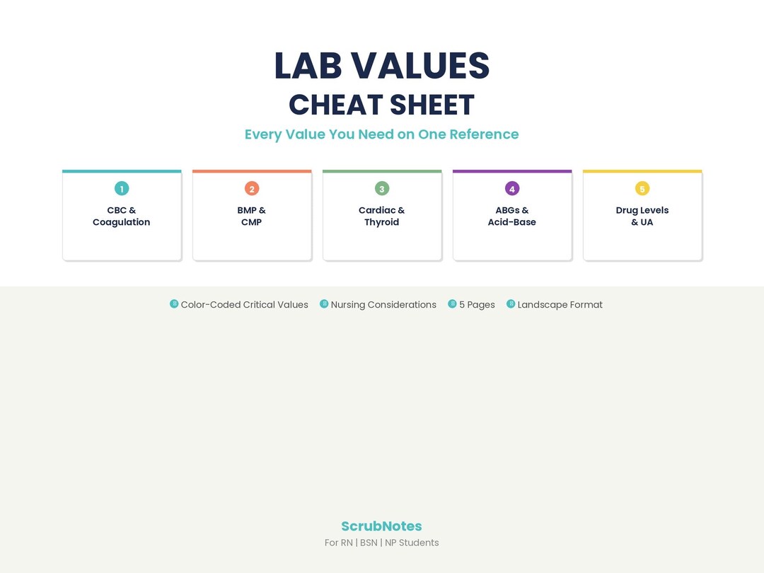 Lab Values Cheat Sheet for Nurses | Cbc Bmp Cmp Abg Coagulation ...