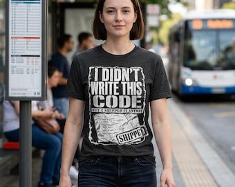 Camiseta "Yo no escribí este código", divertida camiseta grunge para programadores.