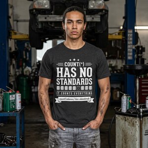 Count Star Has No Standards Shirt, Lustiges Sql-DB-DBA T-Shirt, Sql Programmierer Geschenk, Programmierer Geschenk, Programmierer Geburtstagsgeschenk