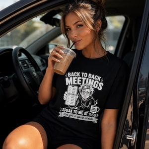 Shirt back to back meetings, grappig T-shirt ontwikkelaar, kalender geblokkeerd cadeau, agile programmeur collega humor verjaardagscadeau voor hem/haar