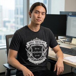 House Foreign Key Shirt, Funny SQL Server DBA Crest Tee, Constraint Humour Gift, Database Coworker Birthday Present for Him or Her