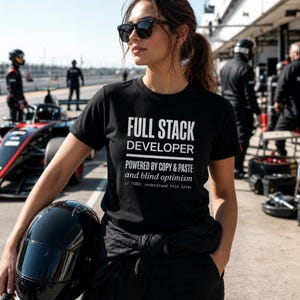 Certified Full Stack Developer Shirt, Funny Copy Paste Coder Tee, Googling Expert Gift, Programmer Coworker Humour Birthday Present for Him