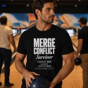 Camiseta de superviviente de conflicto de fusión, camiseta divertida para programador Git
