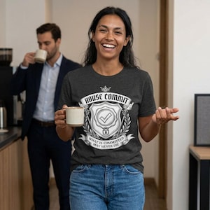 House Commit Shirt, Funny Git Commit Tee, SQL Server Database Developer Gift, Programmer DBA Humor, Version Control Crest Tee