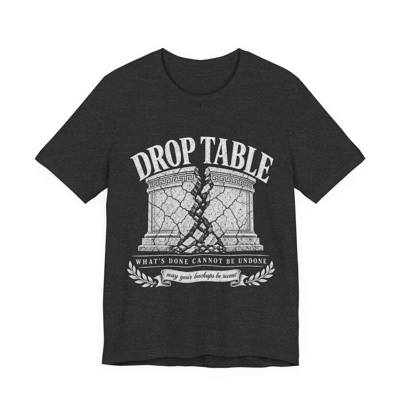 Drop Table What's Done (Wat is gedaan, kan niet ongedaan worden gemaakt) Shirt, grappig T-shirt DBA-databasebeheerder, vintage klassiek SQL Server-cadeau, verjaardag programmeur afbeelding 5