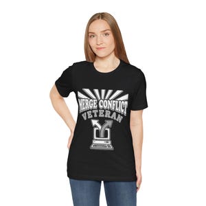 Camiseta de veterano de conflicto de fusión, camiseta retro divertida para desarrolladores de Git