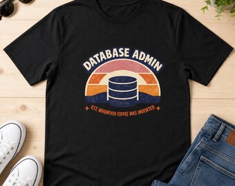 Retro Sunset Database Admin Shirt, Vintage 80s Synthwave DBA Tee