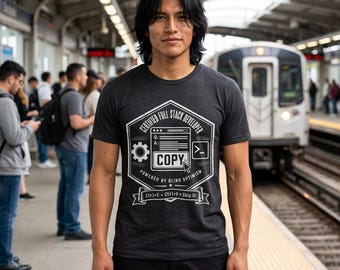 Camiseta de desarrollador full stack certificado, camiseta divertida de programador con la frase "Copiar y pegar"